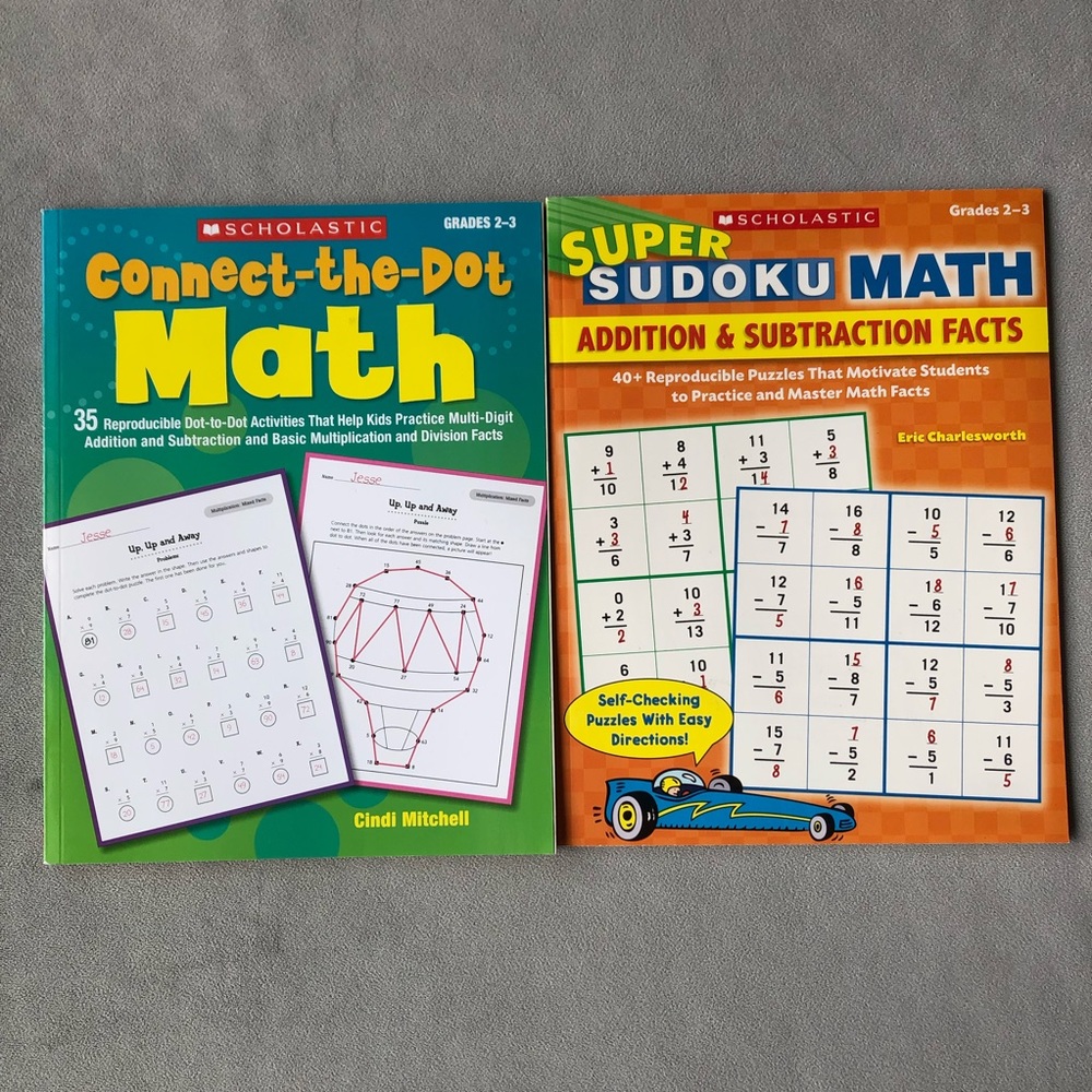 Set of 2 ~ Math Books Reproducible Worksheets ~ Grade 2-3 ~ Brand New!